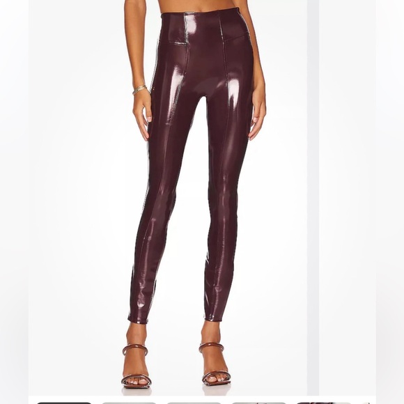 Spanx Faux Patent Leather Leggings - NWT medium tall burgundy new - Picture 7 of 7